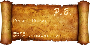 Ponert Bence névjegykártya
